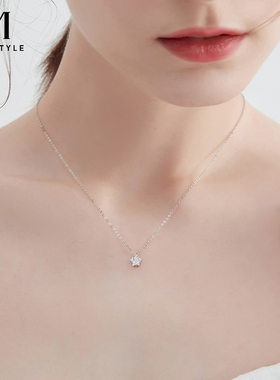 S999足银星星气质锁骨项链