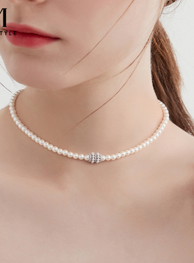 mck仿珍珠法式气质小蛮腰项链