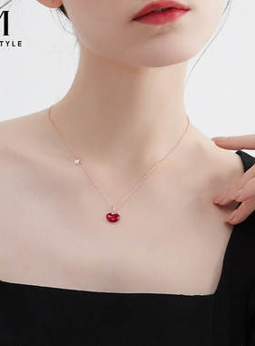 mck百搭时尚红玛瑙锁骨链