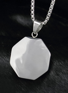 男钛钢幸运护身符项链太极八卦