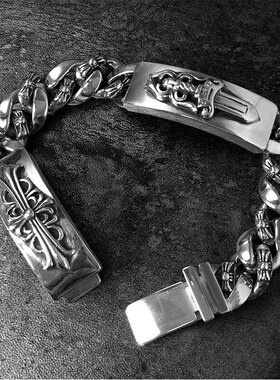 嘻哈十字架手链男款潮流钛钢配饰