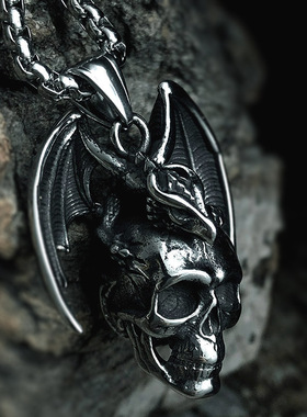 钛钢蛇骨链男朋克吊坠项链哥特