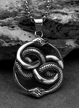 守护幸福项链毛衣链蛇骨链男钛钢