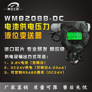 烨立工控 WMB2088-DC现场显示压力计 液位计 可做防爆型 电池供电