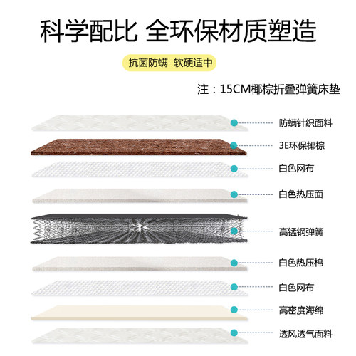 软硬任选加大乳胶床垫2.0x2.0x2.2x2.4席梦思椰棕弹簧床垫2米x2米 - 图1