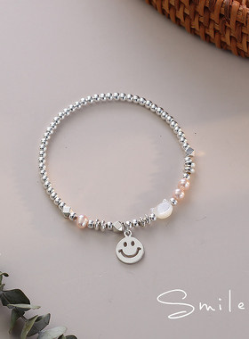 925纯银淡水珍珠贝壳猫咪手链