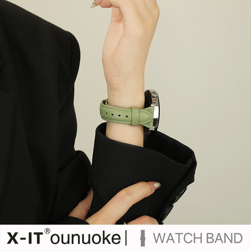 xit适用于华为gt6手表watchgt5表带watch4pro真皮gt7小蛮腰GT4女士watch7pro秋天纤新细款牛皮荣耀magic绿色 - 图0