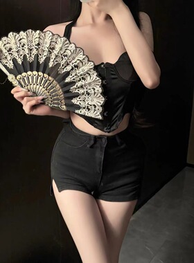 新款Lolita蕾丝扇子华丽复古欧式玫瑰折扇茶会款暗黑漫展cos道具