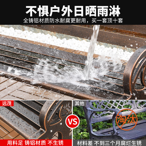 远茂户外座椅铝合金户外桌椅公园椅长条凳景观露台靠背长椅休闲凳 - 图2