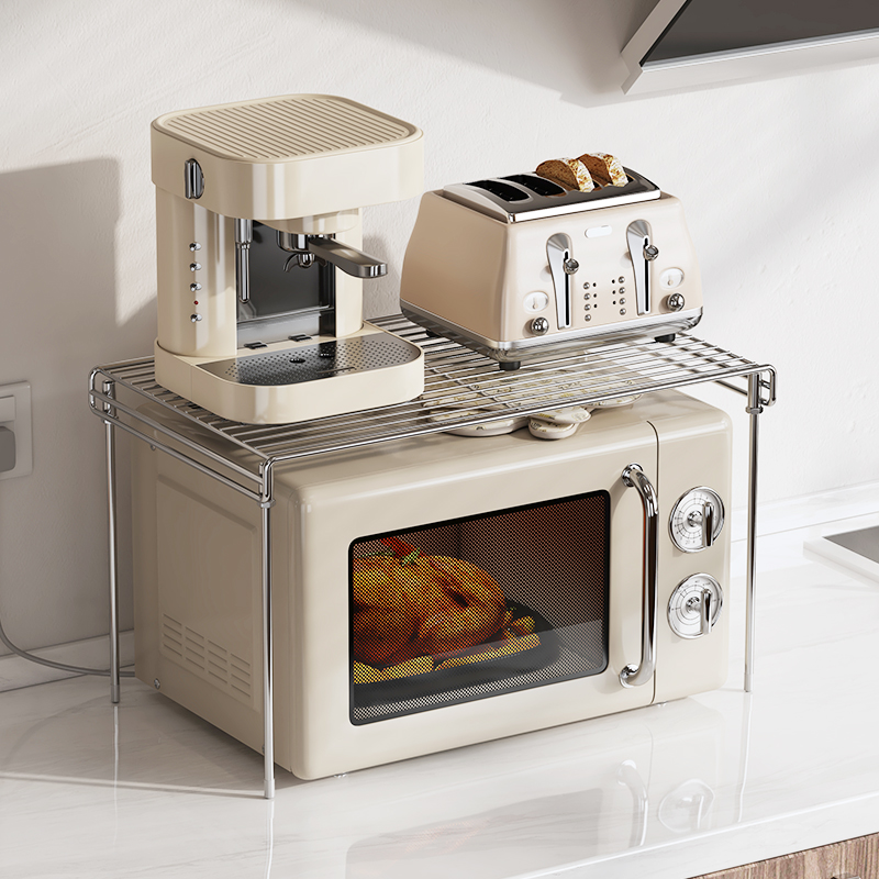 201不锈钢微波炉架子厨房置物架台面烤箱收纳架储物架橱柜分层架 - 图0