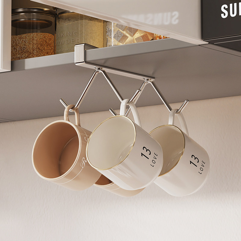 304不锈钢马克杯架子倒挂壁挂式网红高颜值高级感茶杯杯子置物架,淘宝优惠券,粉丝福利购,淘宝优惠卷