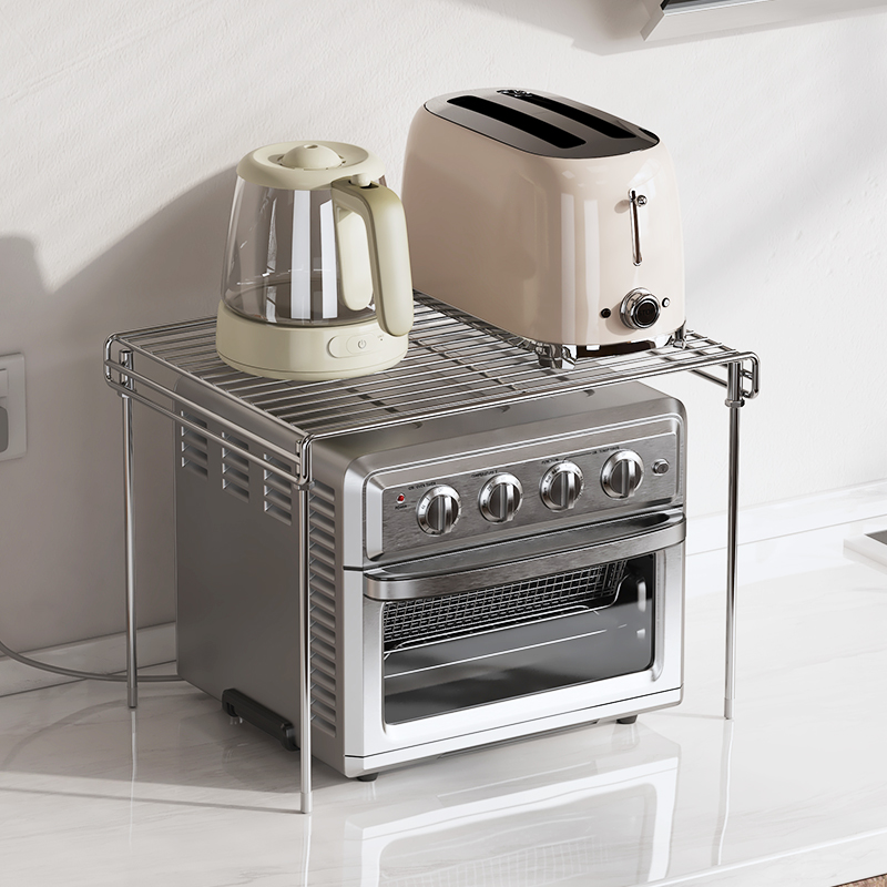 201不锈钢微波炉架子厨房置物架台面烤箱收纳架储物架橱柜分层架 - 图1