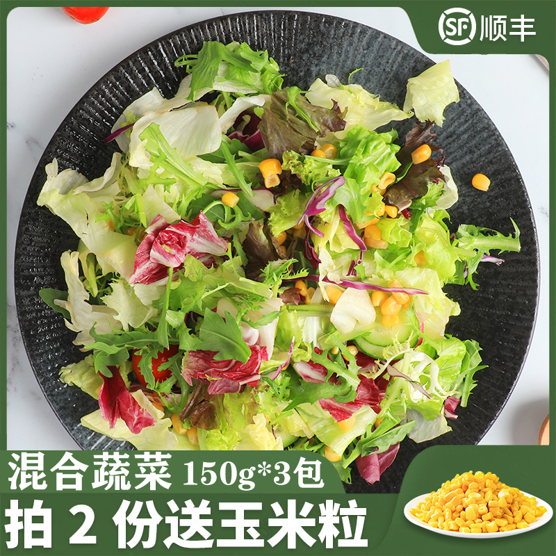 混合蔬菜沙拉150g*3包 新鲜轻食沙拉西餐蔬菜拍2件送即食玉米粒 - 图0
