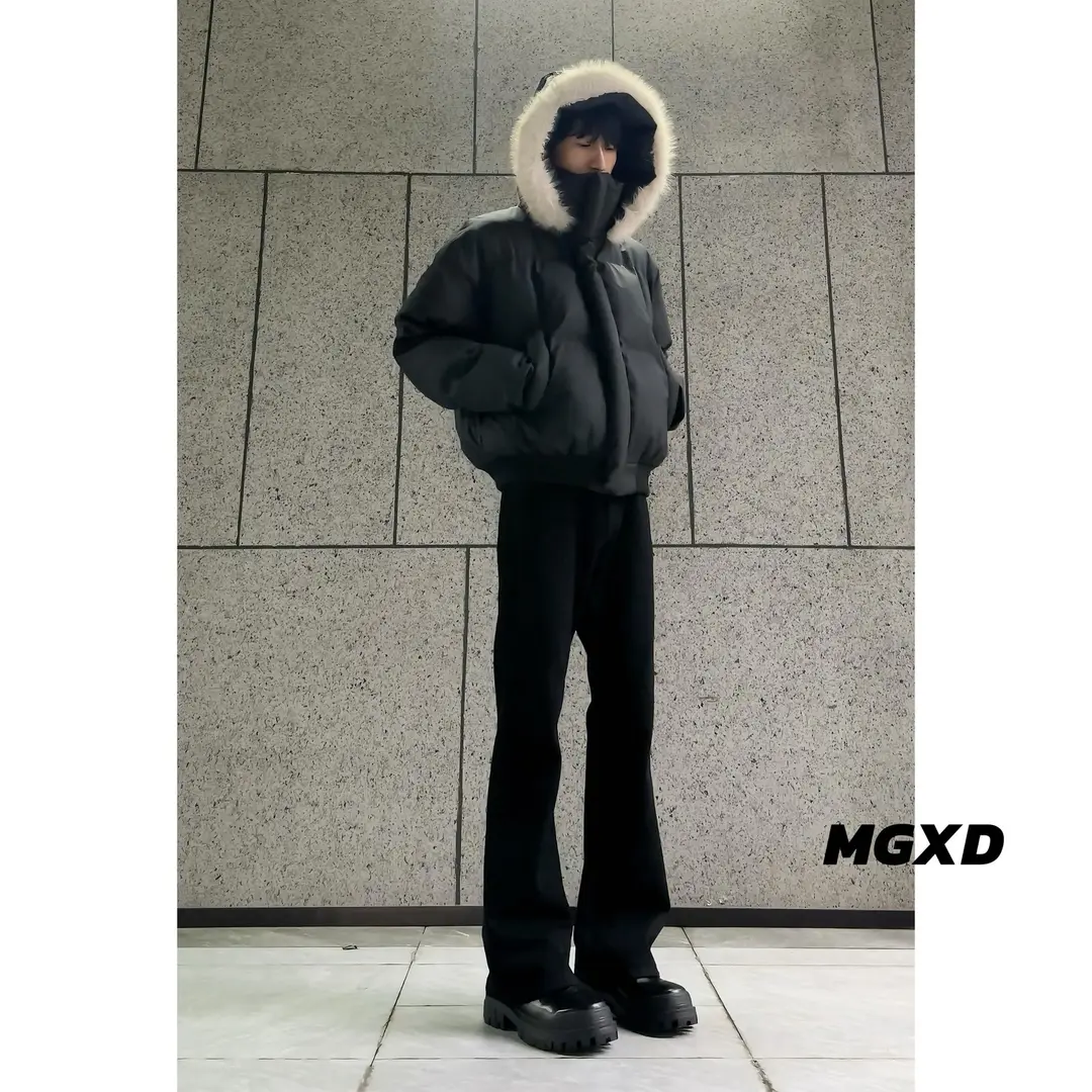 麻瓜兄弟短款PU皮棉服男款冬季加厚立领面包服外套棉衣高级感袄 - 图1