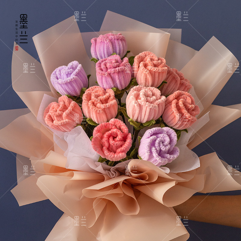 手工diy玫瑰花情人节520三八女神节七夕求婚花束礼物扭扭棒材料包,淘宝优惠券,粉丝福利购,淘宝优惠卷