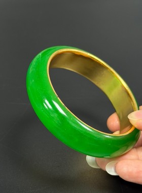 老坑冰种帝王绿玉镯老翡翠色手镯翠玉镯子配漆器盒贵妃镯女款