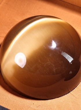 珍品旧藏收清代雕刻猫眼石球雕刻铭文球配有老彩绘漆器盒古玩