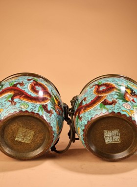 古玩杂项古董旧货实拍精品铜胎掐丝景泰蓝兽耳衔环摆件收藏