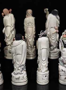 古玩杂项古董老货怀旧收藏老物件高仿象牙八仙一套佛像摆件收藏