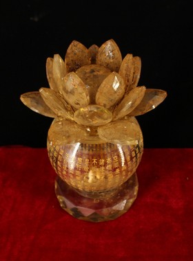 古董旧藏传老水晶莲花金刚罐金刚金刚佛顶尊胜心经供奉摆件