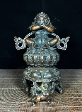 古玩杂项老货怀旧珍藏老物件回流精品纯铜狮耳炉客厅桌面香炉摆件