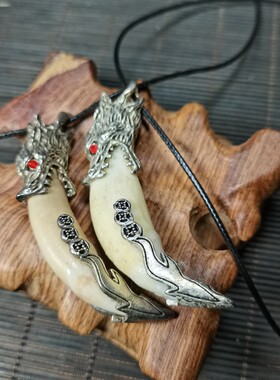 男士吊坠项链狼头牙套挂件老虎藏银大象关公吊坠时尚个性饰品挂坠