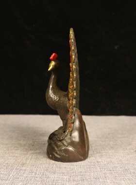 古玩收藏纯铜孔雀开屏摆件家居装饰品客厅玄关办公室桌面工艺品