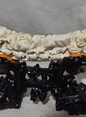 古玩收藏高仿猛犸象牙梅兰竹菊摆件家居装饰品办公室桌面工艺品