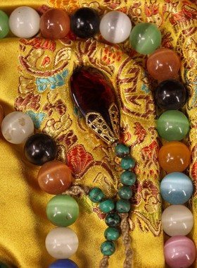 古玩杂项宫廷御用玉石松石珍珠奇石老朝珠108颗佛珠项链珍藏