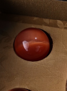 清代仿古乾清宫藏黄猫眼一套 琉璃猫眼手球摆件 配漆绘盒子一套