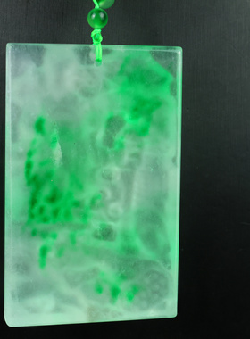 高冰种飘绿老翠玉财神玉佩项链缅甸老翡翠冰透毛衣链正品百搭