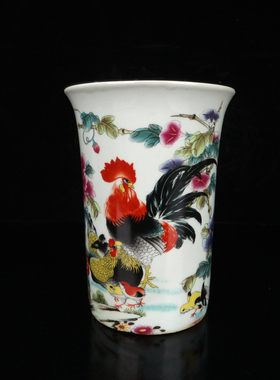 粉彩笔筒瓷器笔筒古玩瓷器民国