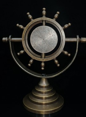 古玩收藏创意镶钻船舵表古典钟表家居装饰工艺品老式船舵钟表座钟