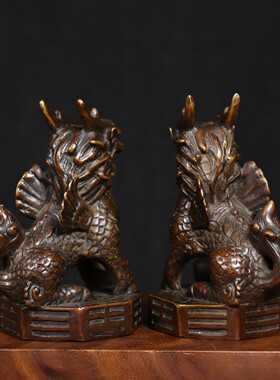 古玩杂项古董民俗怀旧老物件旧货收藏铜器八卦麒麟摆件