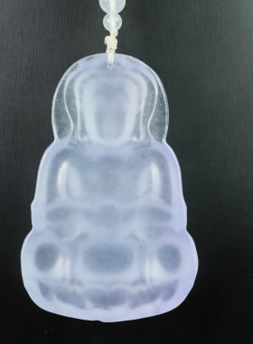观音牌翡翠色老坑冰种观音吊坠冰种飘花观音玉挂件玉坠项链饰品