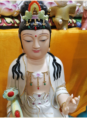 18寸普贤菩萨德化陶瓷摆件文殊居家客厅精美瓷观音乔迁新居装饰品