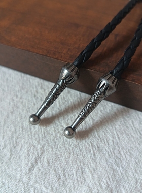 复古牛头皮革长款项链毛衣链