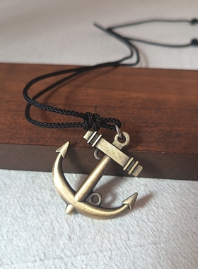 复古实心船锚项链长款项链