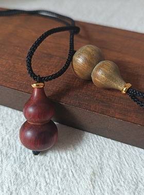 檀木沉香木葫芦吊坠长款项链