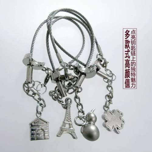 招财猫钢丝钥匙扣创意女款简约新颖网红精致钥匙挂饰挂件月亮 - 图2