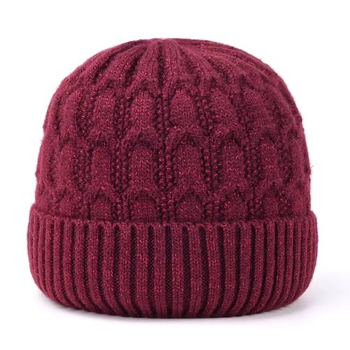 秋冬天针织毛线帽中老年人妈妈加绒厚老人帽子女奶奶冬季保暖棉帽 - 图0