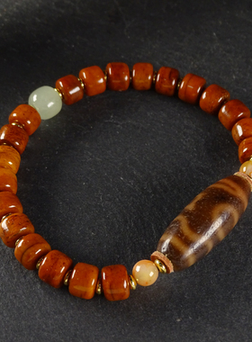 圣饰奇缘息增怀诛天珠天然西藏真品玛瑙玉石手串男女12*30mm左右