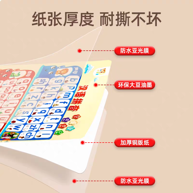 汉语拼音字母表墙贴点读发声书识字有声早教挂图拼读训练声母韵母