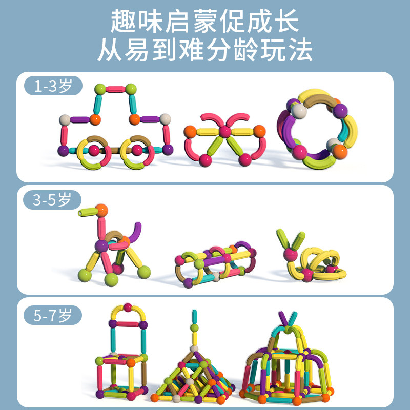 百变磁力棒幼儿童拼装益智宝宝积木 幕和母婴建构/拼插积木