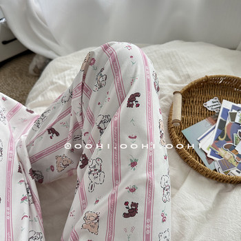 ກະຕ່າກະລໍ່າປີທີ່ອ່ອນໂຍນແລະສະດວກສະບາຍກາຕູນສີບົວ striped cat girl pajamas ~ ກາງເກງບ້ານຫນ້າຮັກສໍາລັບການເອົາອອກກະຕ່າຂີ້ເຫຍື້ອແລະຍ່າງ!