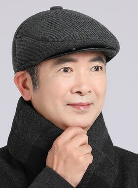 中老年人帽子男士冬季前进鸭舌帽