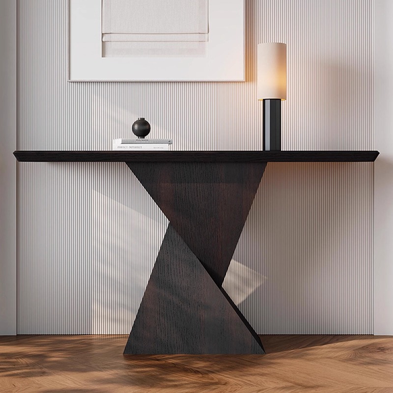 意式创意实木玄关桌客厅端景台条案长条几过道柜置物台入户窄案台 - 图0