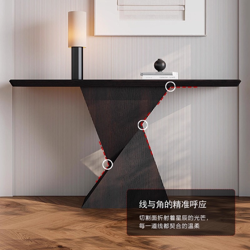 意式创意实木玄关桌客厅端景台条案长条几过道柜置物台入户窄案台 - 图1