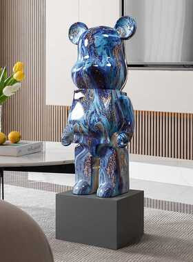 贝汉美创意轻奢暴力熊存钱罐落地摆件客厅装饰品电视柜流体熊跨境