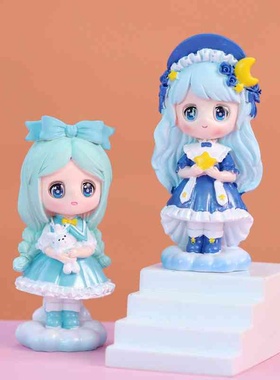【严选】追光少女创意树脂办公桌面卡通可爱泡泡女孩盲盒公仔手办